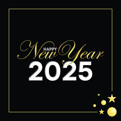 Happy New Year 2025 luxury number and letter element design