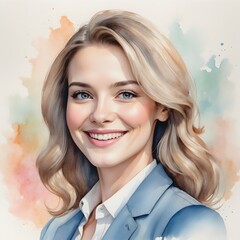 Fototapeta premium Aquarell - Portrait - Freundliche Geschäftsfrau