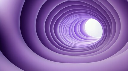 Abstract purple tunnel with curved walls illuminated in soft light