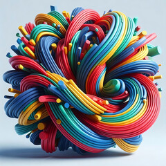 Twisting Pillars 3D Abstract Sculpture with Vibrant Colors