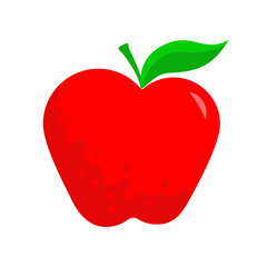 Fresh red apple with a leaf - vector illustration