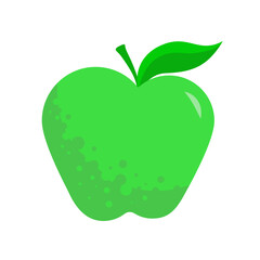 Fresh green apple with a leaf - vector illustration