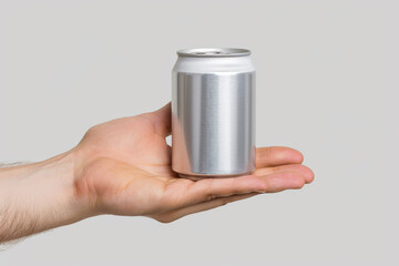 A hand holding a can of soda