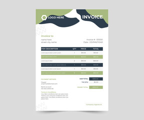 Business invoice form template. clean invoice template vector design. professional invoice design.