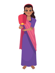 diwali celebration indian woman holding lantern