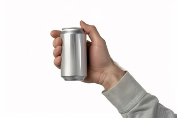 A hand holding a can of soda