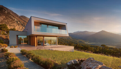 Modern Luxury Minimalist House with Valley and Mountain Views. 