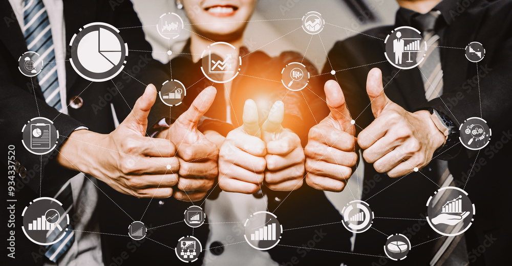 Poster data analysis for business and finance concept. interface showing future computer technology of prof