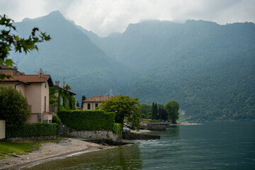 Fototapeta premium Borbino, Italy - June 08, 2024: A small village at Como lake.
