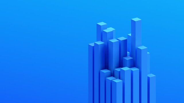 Abstract animation, blue geometric background design with moving blocks, 4k looping video, 3d render