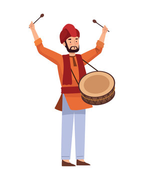 indian man character with drum