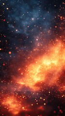 Naklejka premium Halloween Witch. Fire embers particles over a black background. Fire sparks background—abstract dark glitter fire particles lights. 