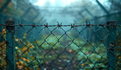 A fence with barbed wire on it