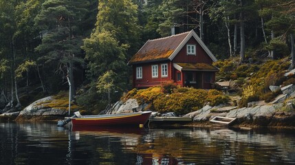 Obraz premium boat docked near house