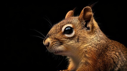 Obraz premium brown squirrel on black background
