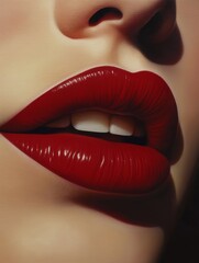 Fototapeta premium close up red lips of woman