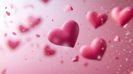 Obraz premium Romantic 3D Hearts Floating Through the Air