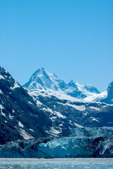 glacier bay in alaska with boat close to glacier