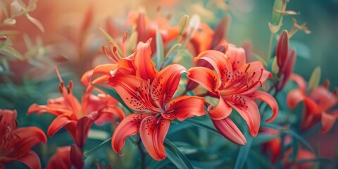 Vibrant scarlet tiger lilies blossom during the summer months © AkuAku
