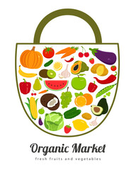 Food icons set. Fruits and Vegetables icons. Modern flat design. Vector illustration