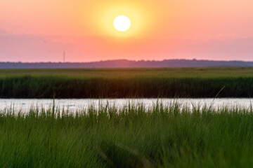 Avalon, New Jersey - Golden Hour Sunset over the Cape May National Wildlife Refuge