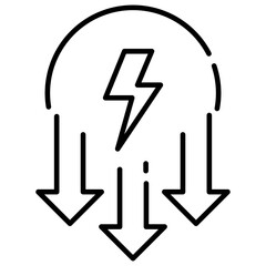 Less Power Consumption Icon Design. Representing Energy Efficiency. Green IT. Sustainable Hosting. Eco-Friendly Technology. Vector icon.