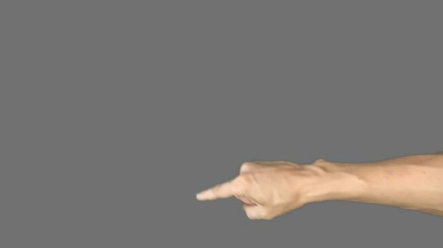 Drawing hand in the air different symbols, cross, labels, isolated on gary