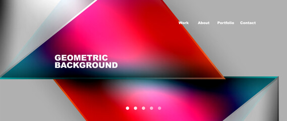 Flowing bright neon gradients geometric abstract background with triangles and lines. Fluid color pattern of color liquid gradient background for wallpaper, banner, background, card, landing page