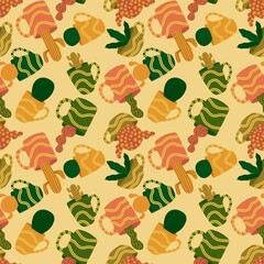 Summer floral seamless cartoon cactus pattern for wrapping paper