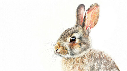 Fototapeta premium color drawing of rabbit on white background