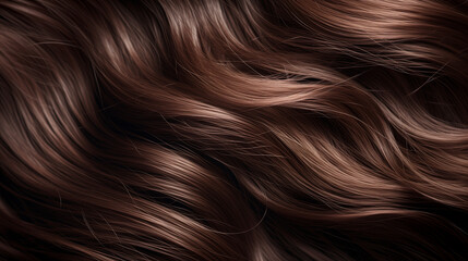Fototapeta premium Macro Shot of Wavy Dark Brown Hair with Natural Texture