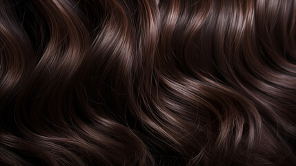 Naklejka premium Macro Shot of Wavy Dark Brown Hair Texture