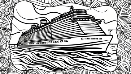 Coloring page, cruise ship design