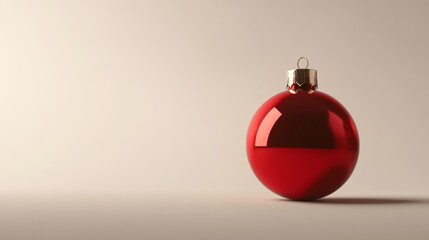 A red ornament sits on a white background