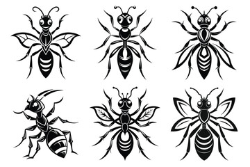 Ant tattoo vector art and graphic vector black silhouette