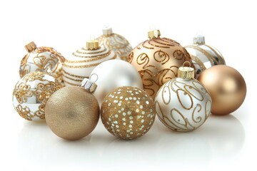 Glittering Gold and White Ornaments