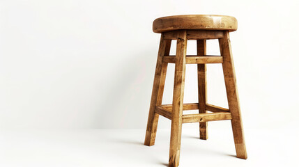 Wooden stool on white background
