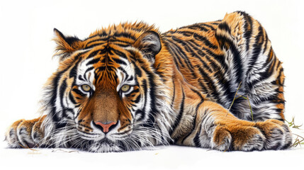 Obraz premium Tiger on white background