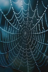 Naklejka premium A minimalistic-inspired cinematic view of morning dew on a spider web AI generated illustration