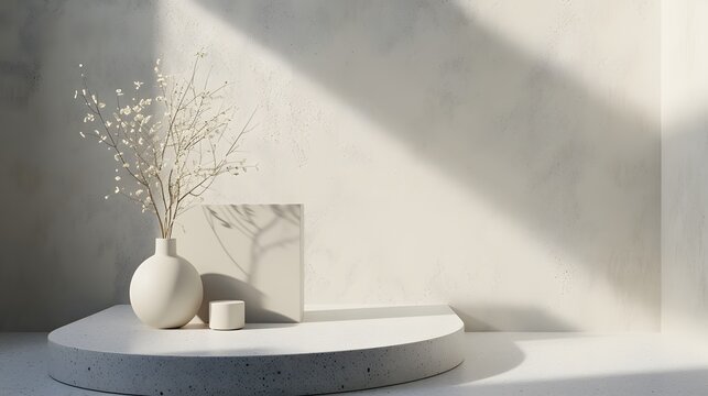 A modern minimalist podium design using gipsum as a key element  AI generated illustration