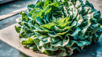 A Detailed Image of a Fresh Leafy Head of Lettuce
A Crisp Close-Up of a Fresh Leafy Lettuce Head
