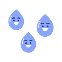 Smiling water droplet cartoon character. Natural, environment, climate, moisture, weather, forecast concept. Flat vector design isolated illustration.