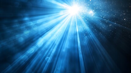 Fototapeta premium A radiant light emerging from the darkness of a blue black background AI generated illustration