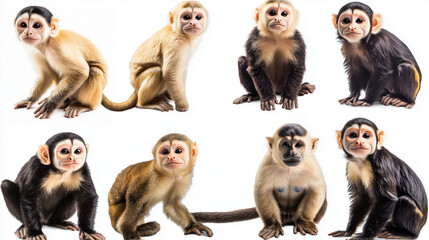 a close up of a small ape on a white background