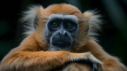 Obraz premium Amazon Common Woolly Monkey sitting on a branch, its expressive face and fur details visible