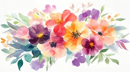 Fototapeta premium Spring floral watercolor arrangement