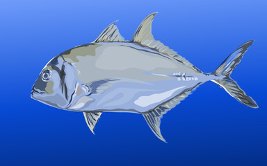 illustration of trevally fish in the sea