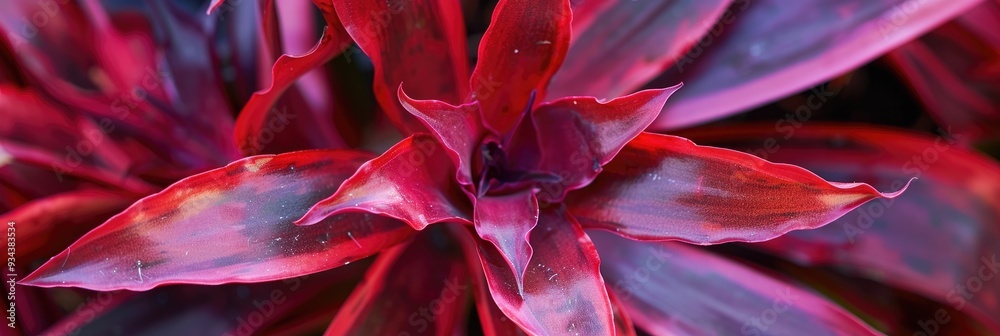 Canvas Prints vibrant purple and red neoregelia plant with shiny leaves