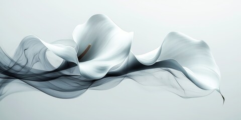 Elegant calla lily flower made of swirling smoke - Perfect for abstract art, floral design, and digital illustration