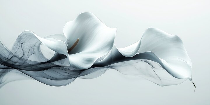 Elegant calla lily flower made of swirling smoke - Perfect for abstract art, floral design, and digital illustration